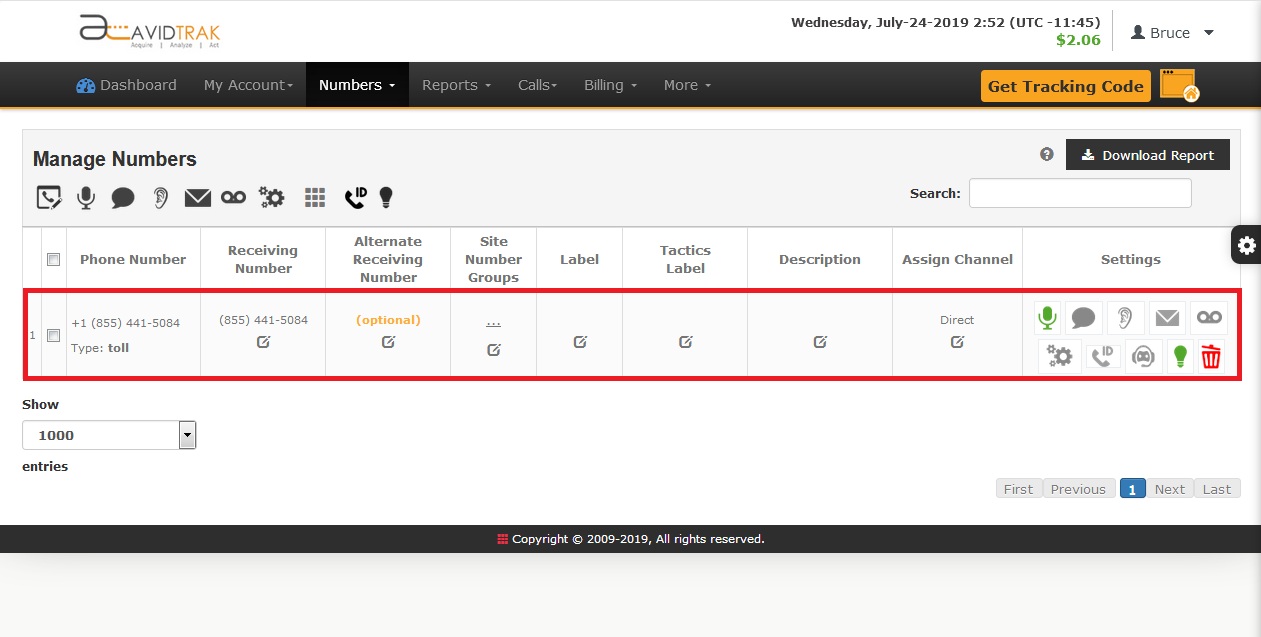 Assign Marketing channels to call tracking numbers 20